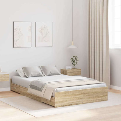 Storage Bed Frame Sonoma Oak 120 x 200 cm Engineered Wood
