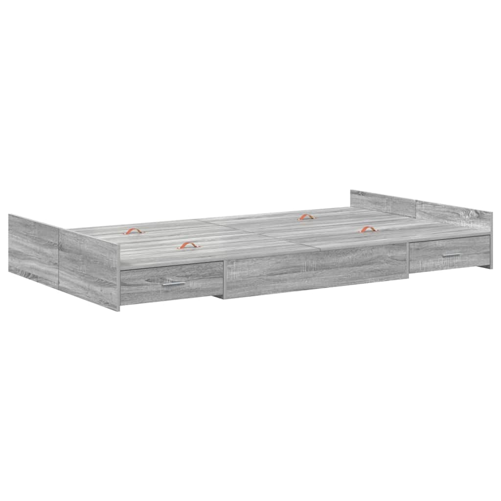 Storage Bed Frame Grey Sonoma 120 x 200 cm Engineered Wood