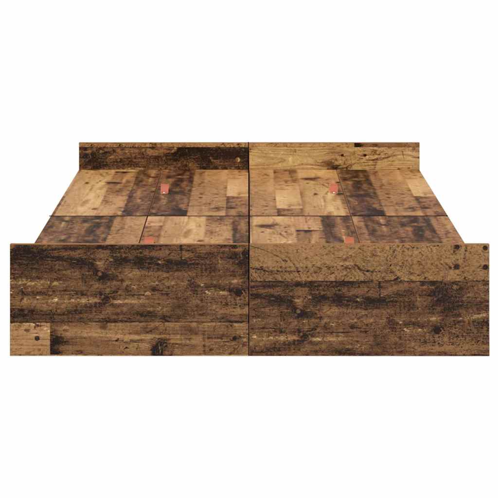 Storage Bed Frame Old Wood 120 x 200 cm Engineered Wood