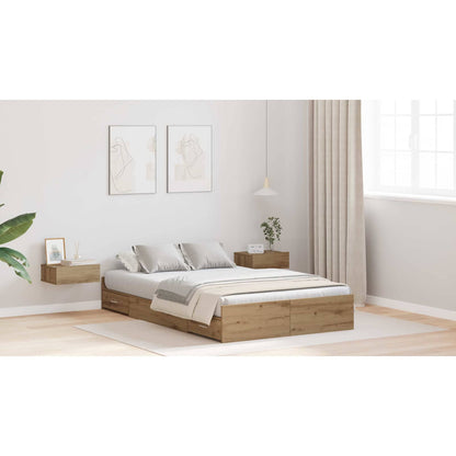 Storage Bed Frame Artisan Oak 120 x 200 cm Engineered Wood