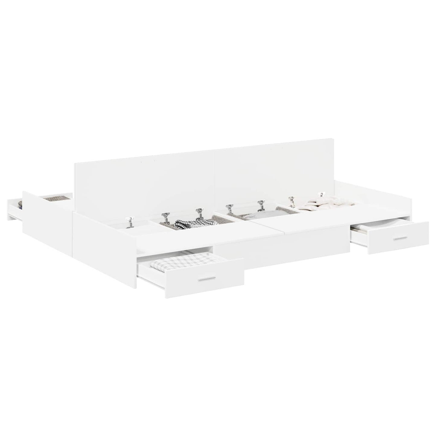 Storage Bed Frame White 140 x 190 cm Engineered Wood
