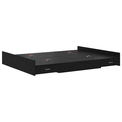 Storage Bed Frame Black Oak 140 x 190 cm Engineered Wood