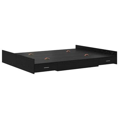 Storage Bed Frame Black Oak 140 x 190 cm Engineered Wood