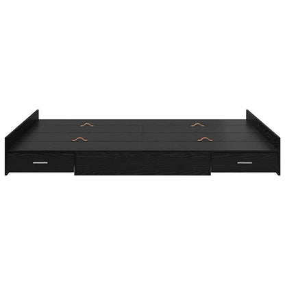 Storage Bed Frame Black Oak 140 x 190 cm Engineered Wood