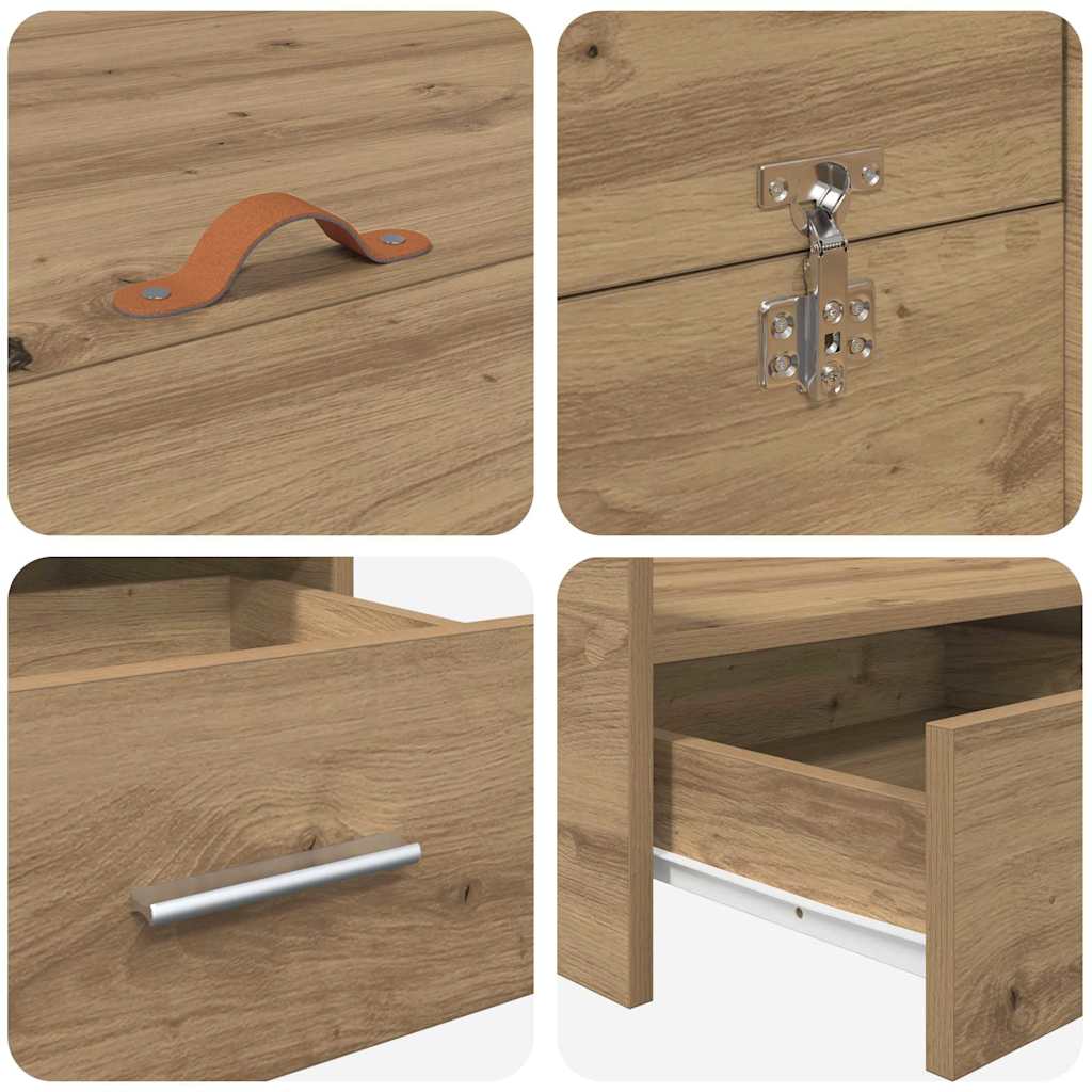 Storage Bed Frame Artisan Oak 140 x 190 cm Engineered Wood