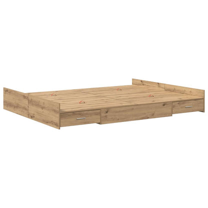 Storage Bed Frame Artisan Oak 140 x 190 cm Engineered Wood