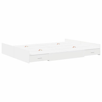 Storage Bed Frame White 135 x 190 cm Engineered Wood