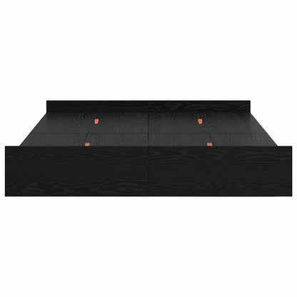 Storage Bed Frame Black Oak 135 x 190 cm Engineered Wood