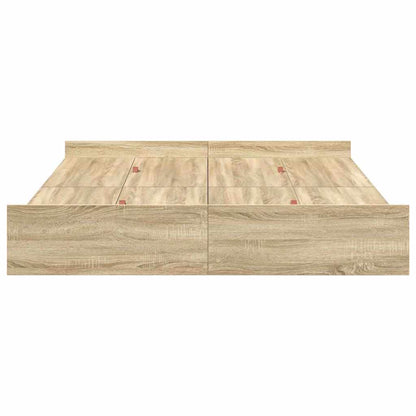 Storage Bed Frame Sonoma Oak 135 x 190 cm Engineered Wood