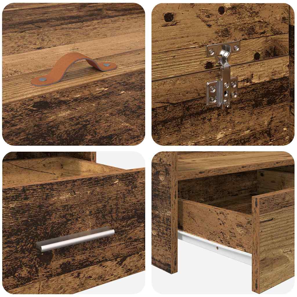 Storage Bed Frame Old Wood 135 x 190 cm Engineered Wood