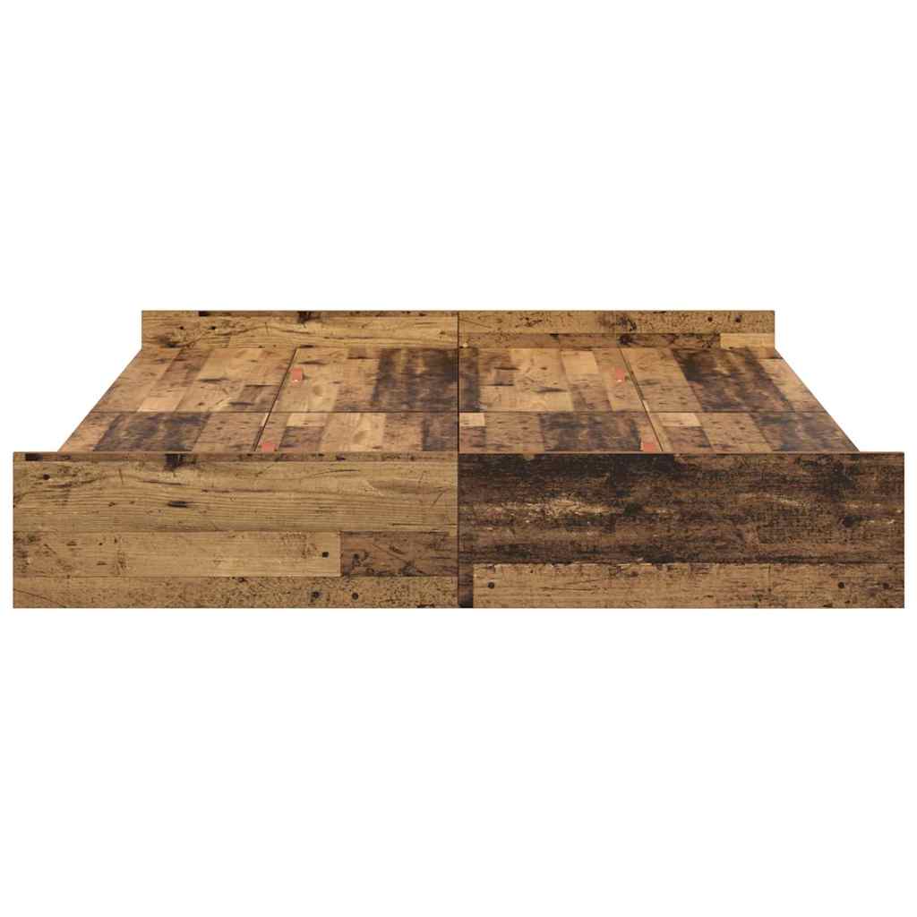 Storage Bed Frame Old Wood 135 x 190 cm Engineered Wood