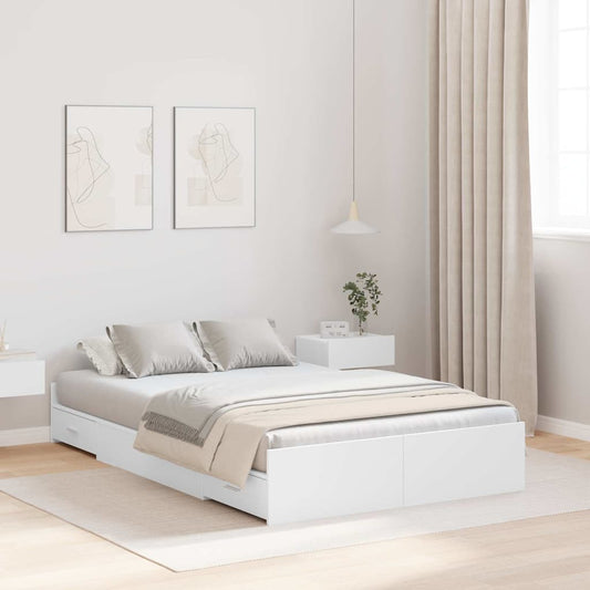 Storage Bed Frame with Door White 120 x 190 cm Engineered Wood