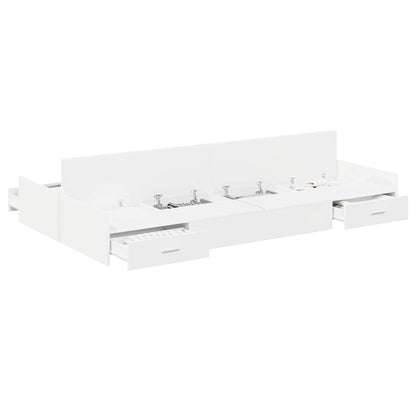 Storage Bed Frame White 120 x 190 cm Engineered Wood