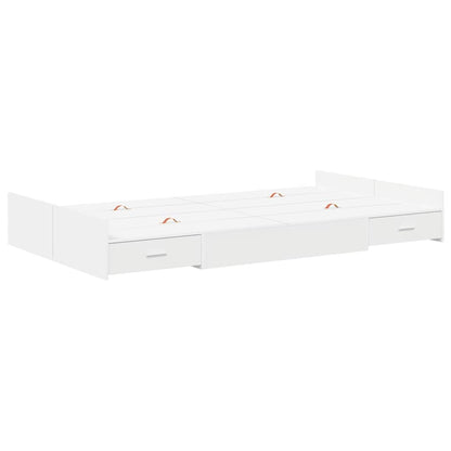 Storage Bed Frame White 120 x 190 cm Engineered Wood