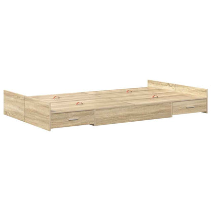Storage Bed Frame Sonoma Oak 120 x 190 cm Engineered Wood