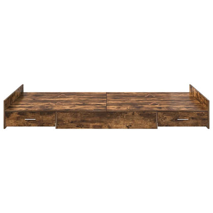 Storage Bed Frame Smoked Oak 120 x 190 cm Engineered Wood
