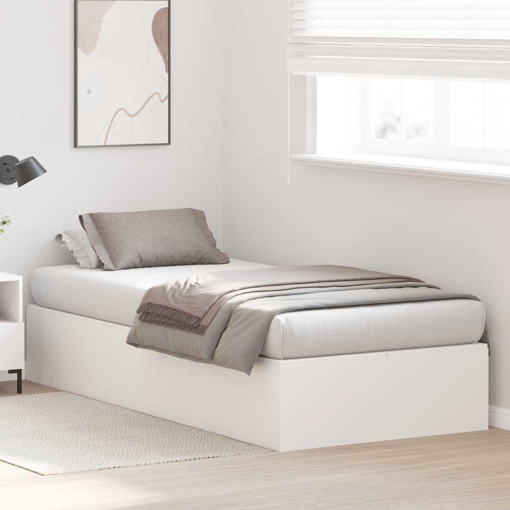 Storage Bed Frame White 80 x 200 cm Engineered Wood
