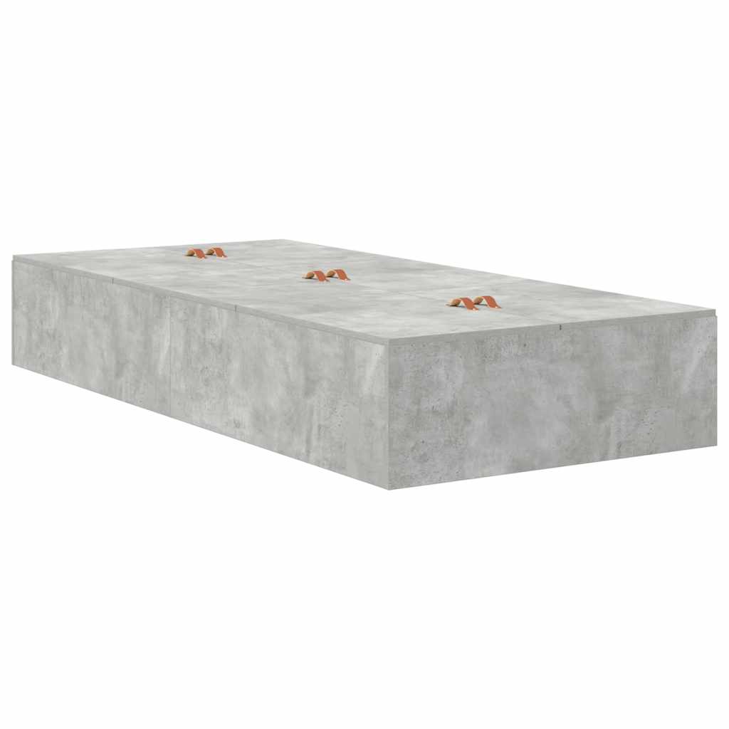 Storage Bed Frame Concrete Grey 80 x 200 cm Engineered Wood