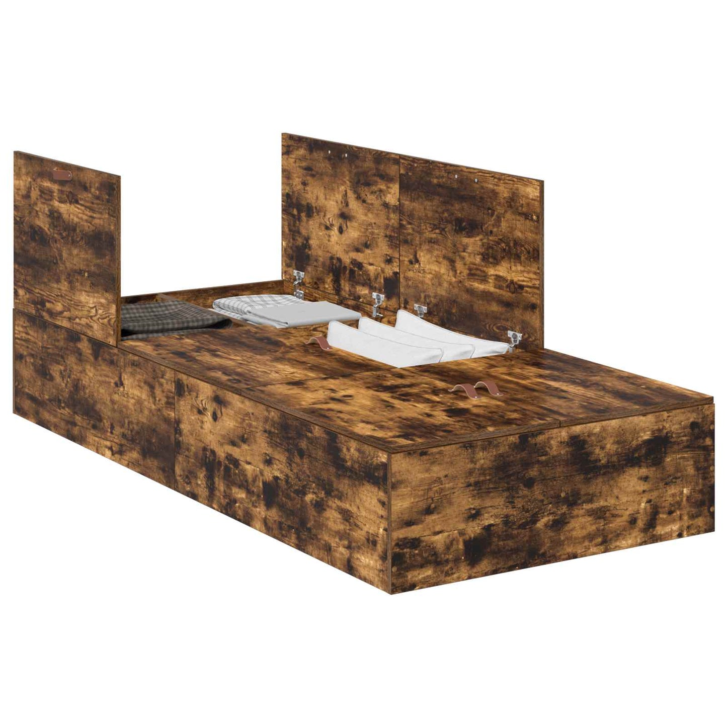 Storage Bed Frame Smoked Oak 80 x 200 cm Engineered Wood