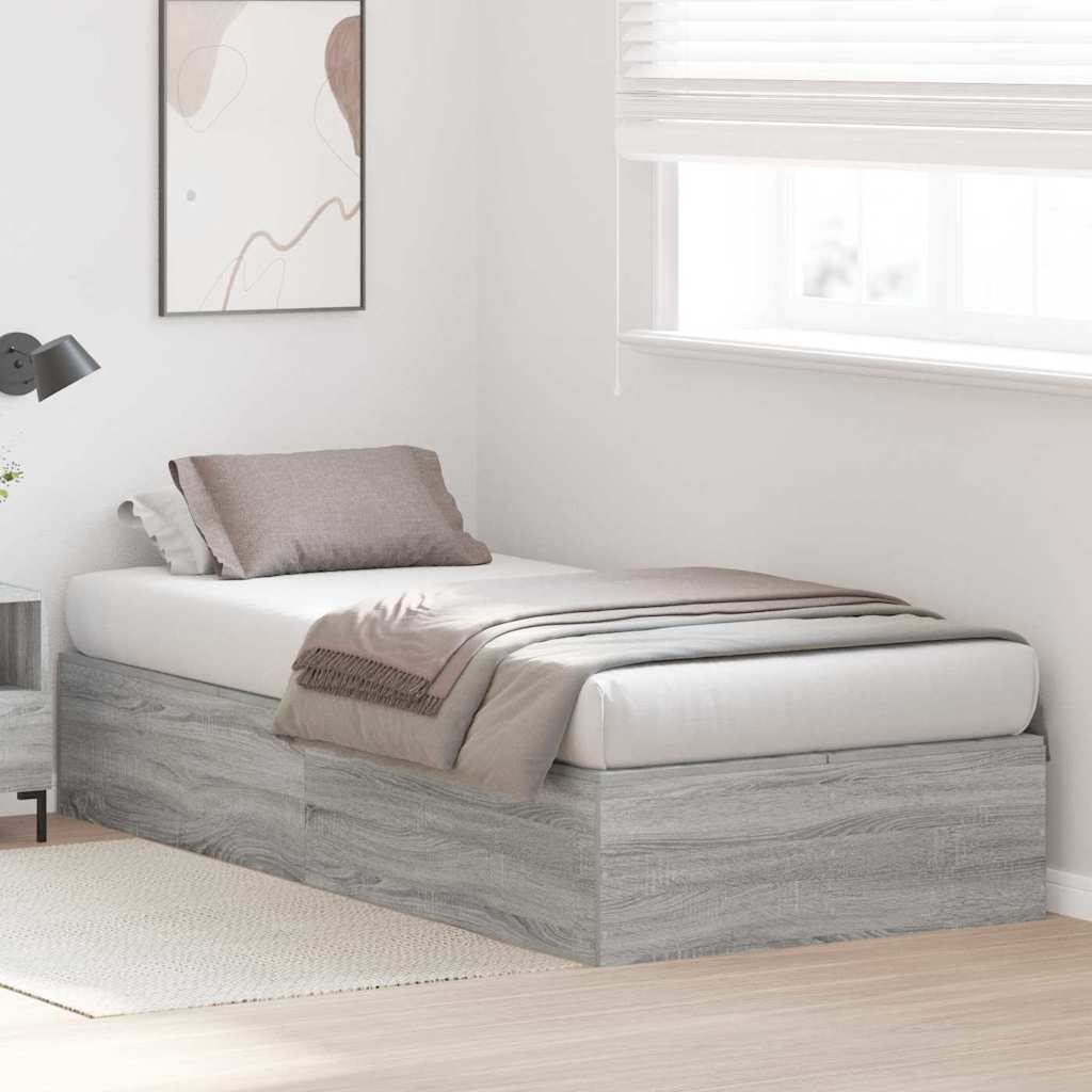 Storage Bed Frame Grey Sonoma 80 x 200 cm Engineered Wood