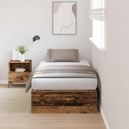 Storage Bed Frame Old Wood 80 x 200 cm Engineered Wood