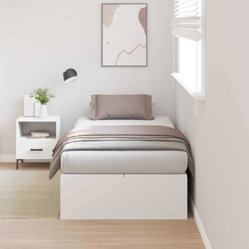 Storage Bed Frame White 90 x 200 cm Engineered Wood