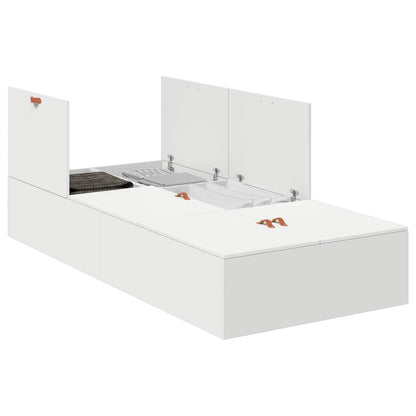 Storage Bed Frame White 90 x 200 cm Engineered Wood