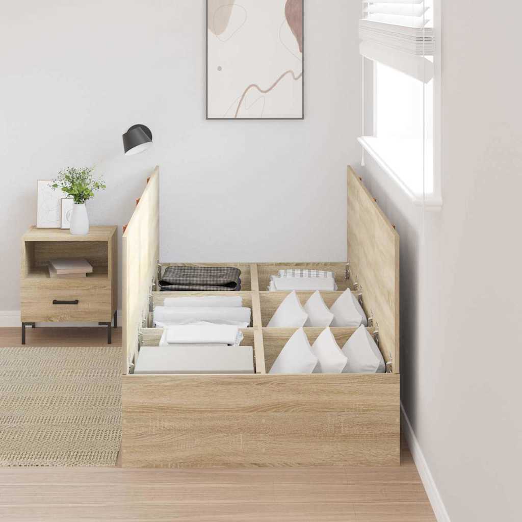 Storage Bed Frame Sonoma Oak 90 x 200 cm Engineered Wood