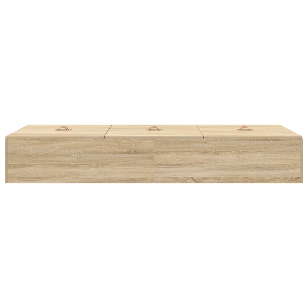 Storage Bed Frame Sonoma Oak 90 x 200 cm Engineered Wood