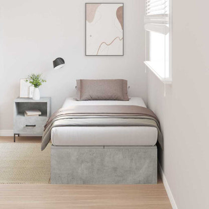 Storage Bed Frame Concrete Grey 90 x 200 cm Engineered Wood