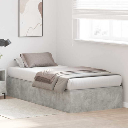 Storage Bed Frame Concrete Grey 90 x 200 cm Engineered Wood
