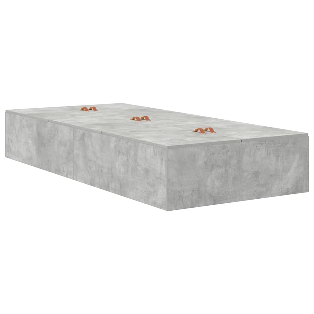 Storage Bed Frame Concrete Grey 90 x 200 cm Engineered Wood