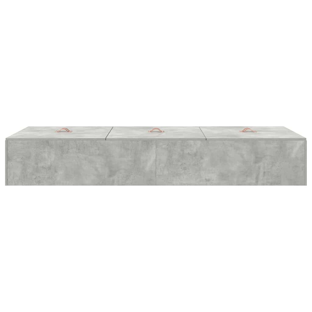 Storage Bed Frame Concrete Grey 90 x 200 cm Engineered Wood