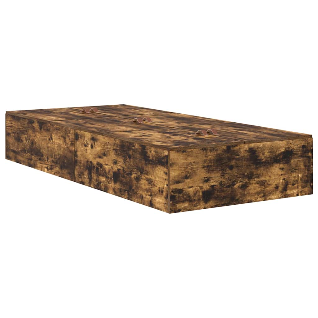 Storage Bed Frame Smoked Oak 90 x 200 cm Engineered Wood