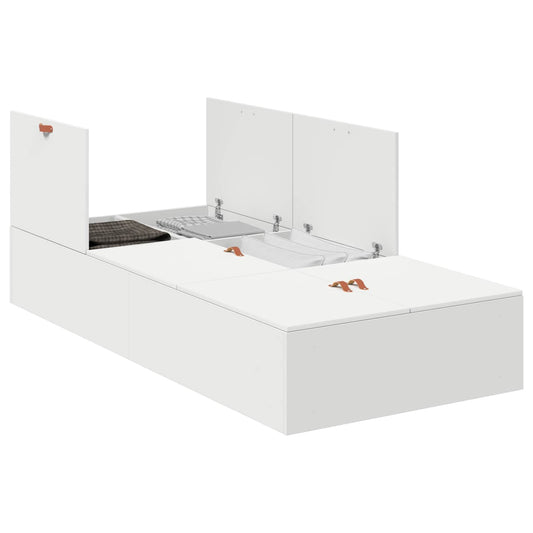 Storage Bed Frame with Door White 100 x 200 cm Engineered Wood