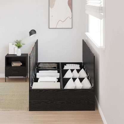 Storage Bed Frame Black Oak 100 x 200 cm Engineered Wood