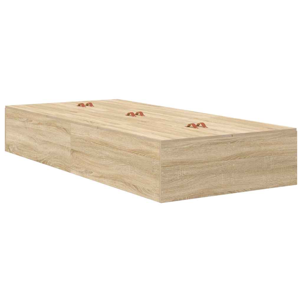 Storage Bed Frame Sonoma Oak 100 x 200 cm Engineered Wood