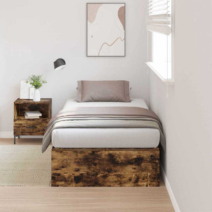 Storage Bed Frame Smoked Oak 100 x 200 cm Engineered Wood