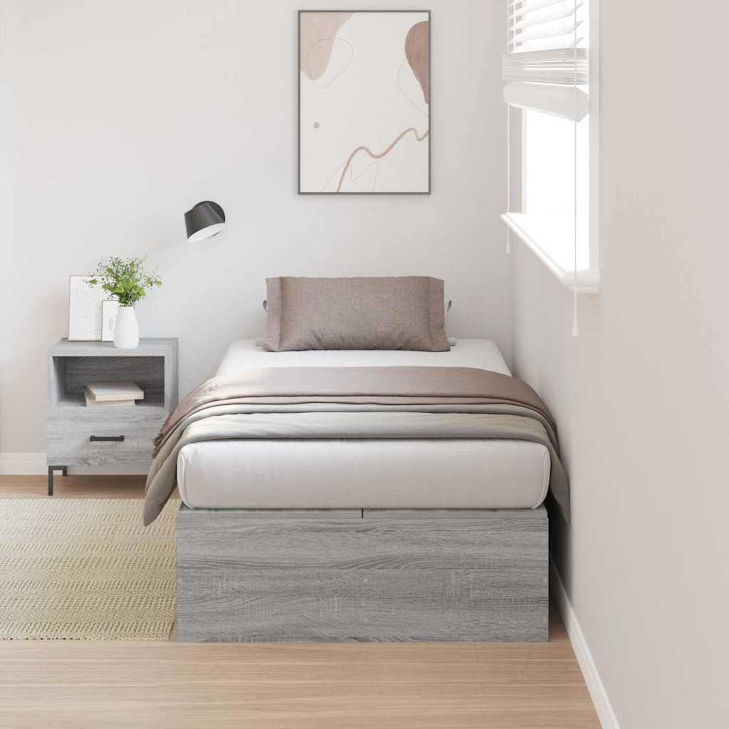Storage Bed Frame Grey Sonoma 100 x 200 cm Engineered Wood
