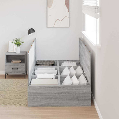 Storage Bed Frame Grey Sonoma 100 x 200 cm Engineered Wood