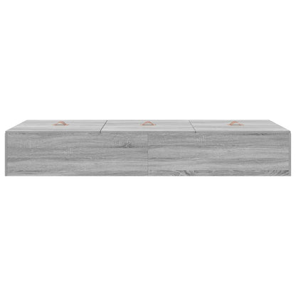 Storage Bed Frame Grey Sonoma 100 x 200 cm Engineered Wood