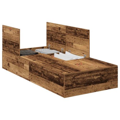 Storage Bed Frame Old Wood 100 x 200 cm Engineered Wood
