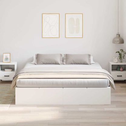 Storage Bed Frame White 200 x 200 cm Engineered Wood