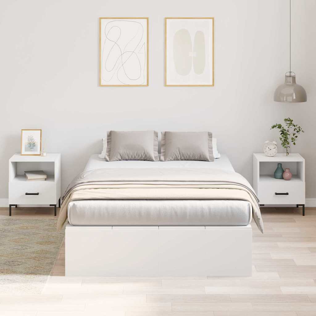 Storage Bed Frame White 120 x 200 cm Engineered Wood