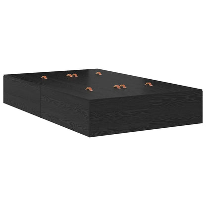 Storage Bed Frame Black Oak 120 x 200 cm Engineered Wood
