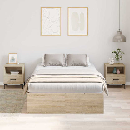 Storage Bed Frame Sonoma Oak 120 x 200 cm Engineered Wood