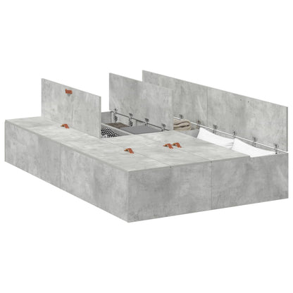 Storage Bed Frame Concrete Grey 120 x 200 cm Engineered Wood