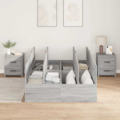 Storage Bed Frame Grey Sonoma 120 x 200 cm Engineered Wood
