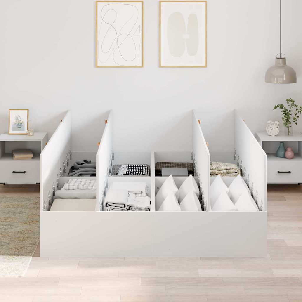 Storage Bed Frame White 140 x 200 cm Engineered Wood