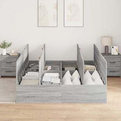 Storage Bed Frame Grey Sonoma 140 x 200 cm Engineered Wood